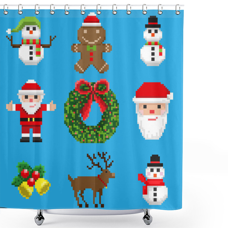 Personality  A Set Of Pixel Festive Elements Shower Curtains