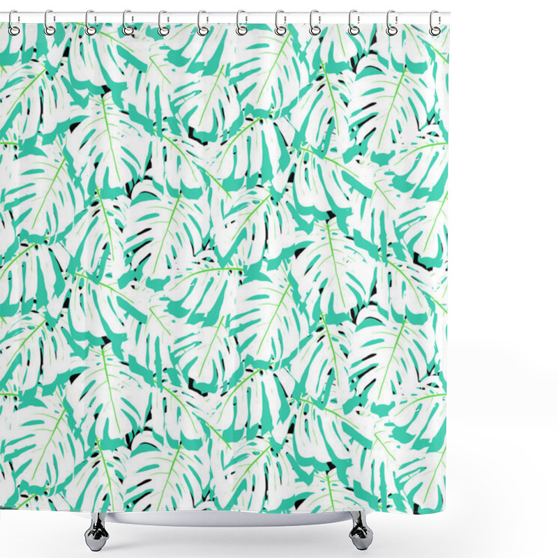 Personality  Seamless Pattern With Tropical Leaves Shower Curtains