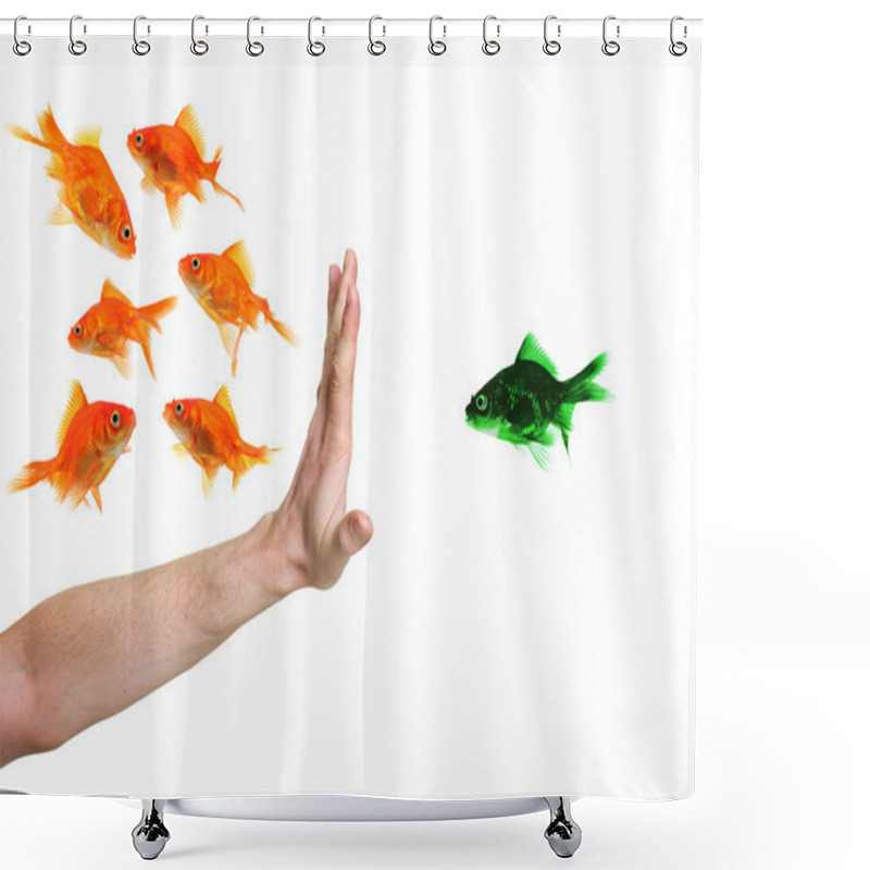 Personality  Hand Discriminating Green Goldfish Shower Curtains