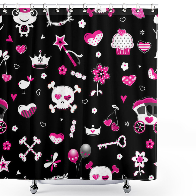 Personality  Aggressive Style Princess Seamless Pattern Shower Curtains