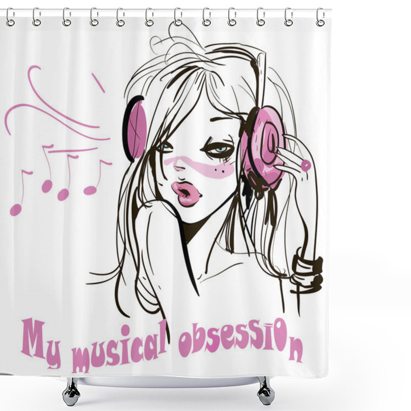 Personality  Musical Girl Shower Curtains