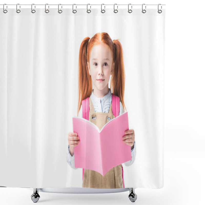 Personality  Smiling Schoolgirl Reading Textbook Shower Curtains