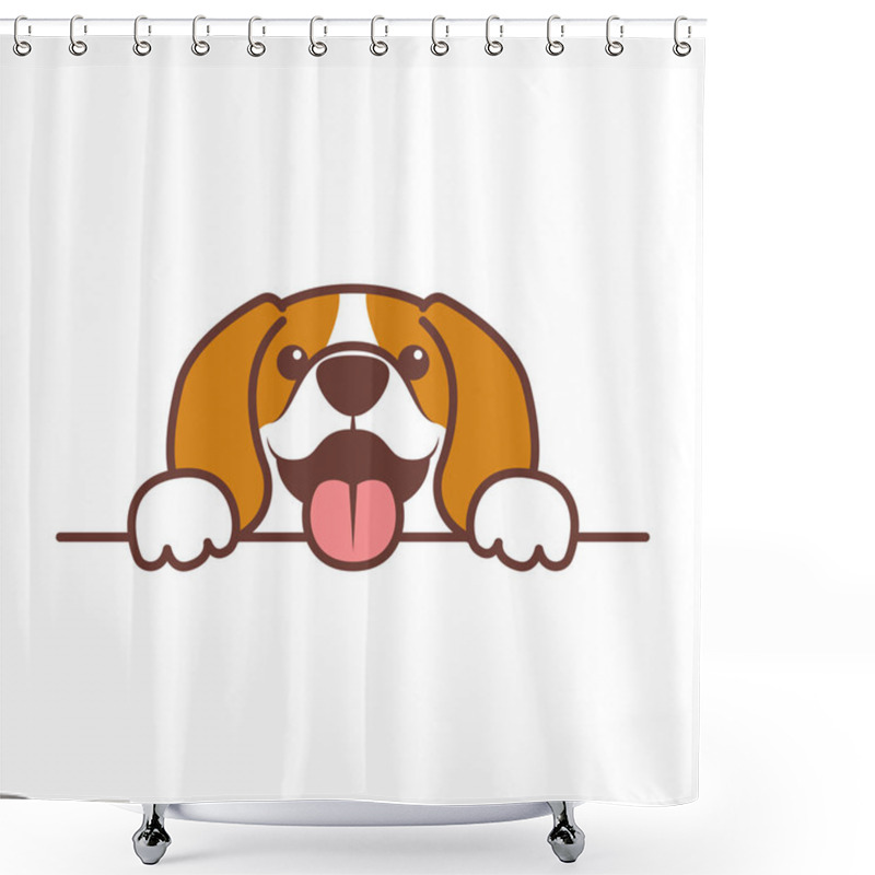 Personality  Funny Beagle Puppy Paws Up Over Wall, Dog Face Cartoon, Vector Illustration Shower Curtains