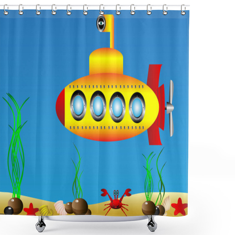 Personality  Yellow Submarine Under Water Shower Curtains