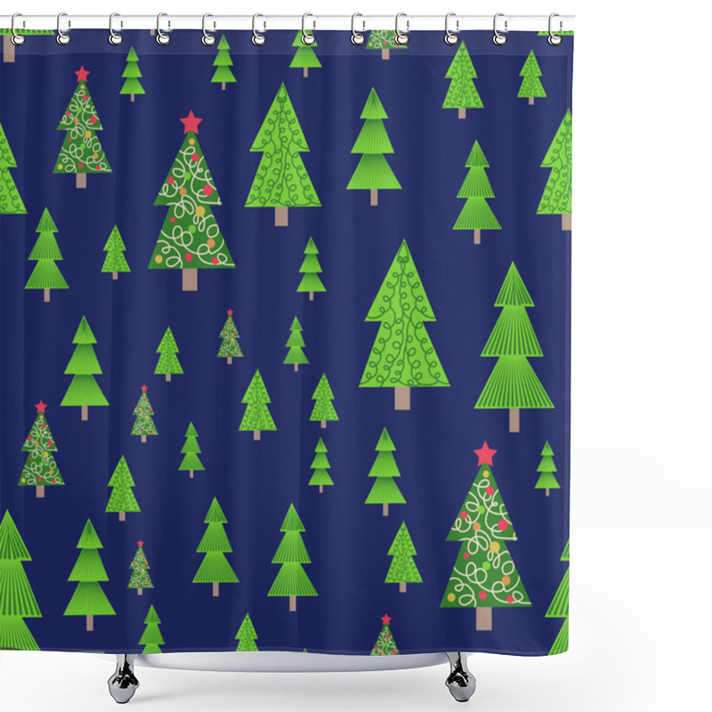 Personality  Christmas Tree Seamless Pattern. Winter Forest, Pine Trees And Snowflakes. Print For Fabric, Wrapping Paper Or Wallpaper. Celebration New Year Pattern. Christmas Pattern. Shower Curtains