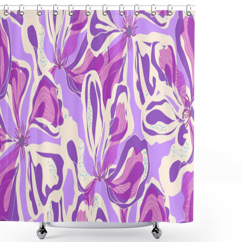 Personality  Abstract Fantasy Flowers Motley Ornament Asian Motifs Vector Seamless Overlapping Pattern Rapport Shower Curtains