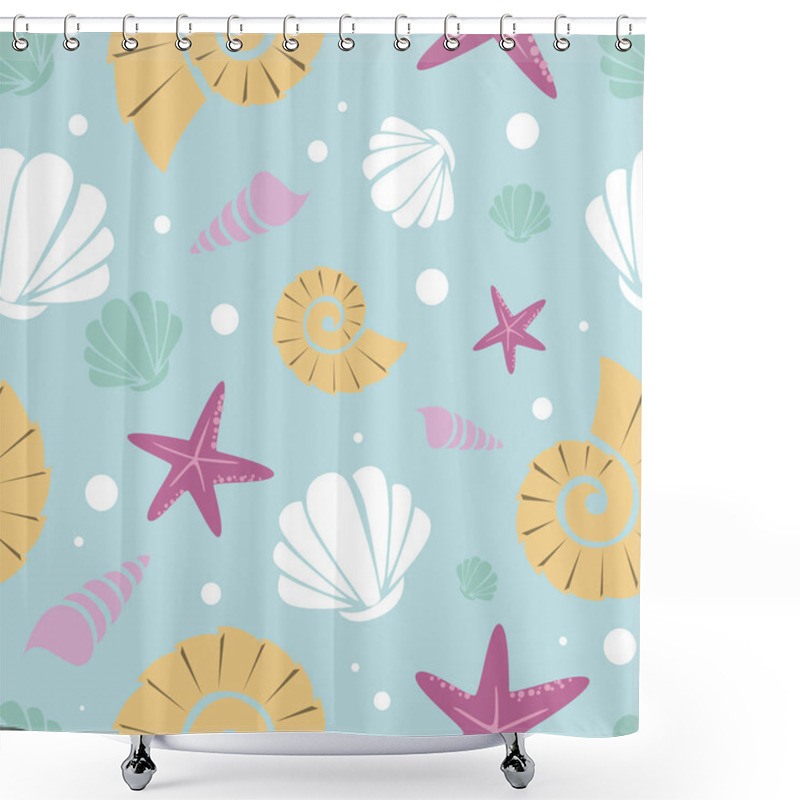 Personality  Seamless Pattern For Kids With Cartoon Undersea World. Vector Illustration Shower Curtains