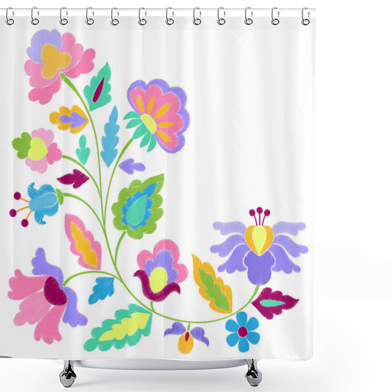 Personality  Fantasy Flowers Embroidery Pattern Shower Curtains