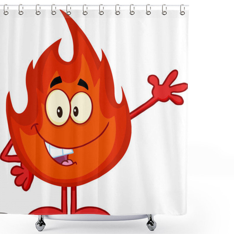 Personality  Happy Fire Cartoon Character Waving Shower Curtains