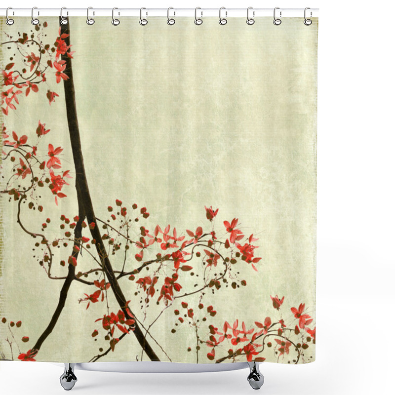 Personality  Tangled Blossom Border On Antique Paper Shower Curtains