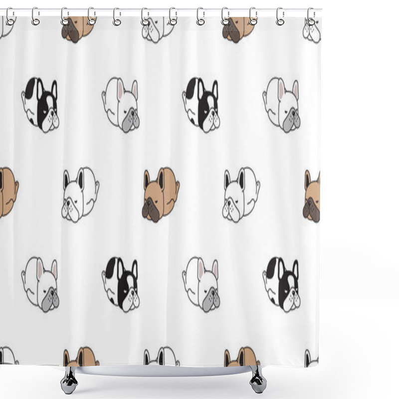 Personality  Dog Seamless Pattern Vector French Bulldog Sleeping Cartoon Scarf Isolated Repeat Background Tile Wallpaper Illustration Design Shower Curtains