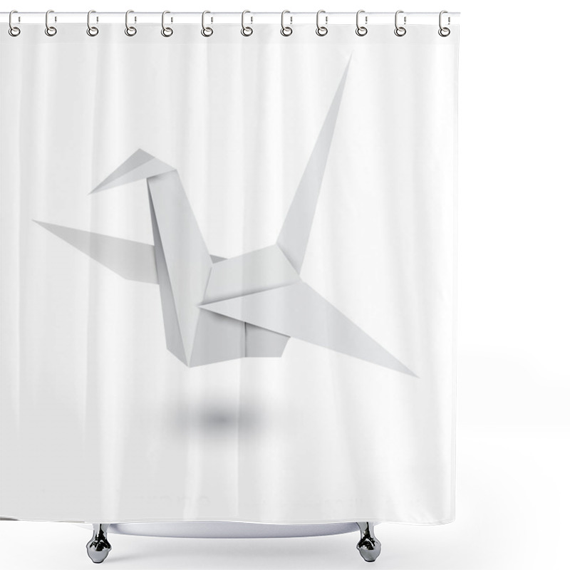 Personality  Illustration Of Origami Crane Isolated On White Background Shower Curtains