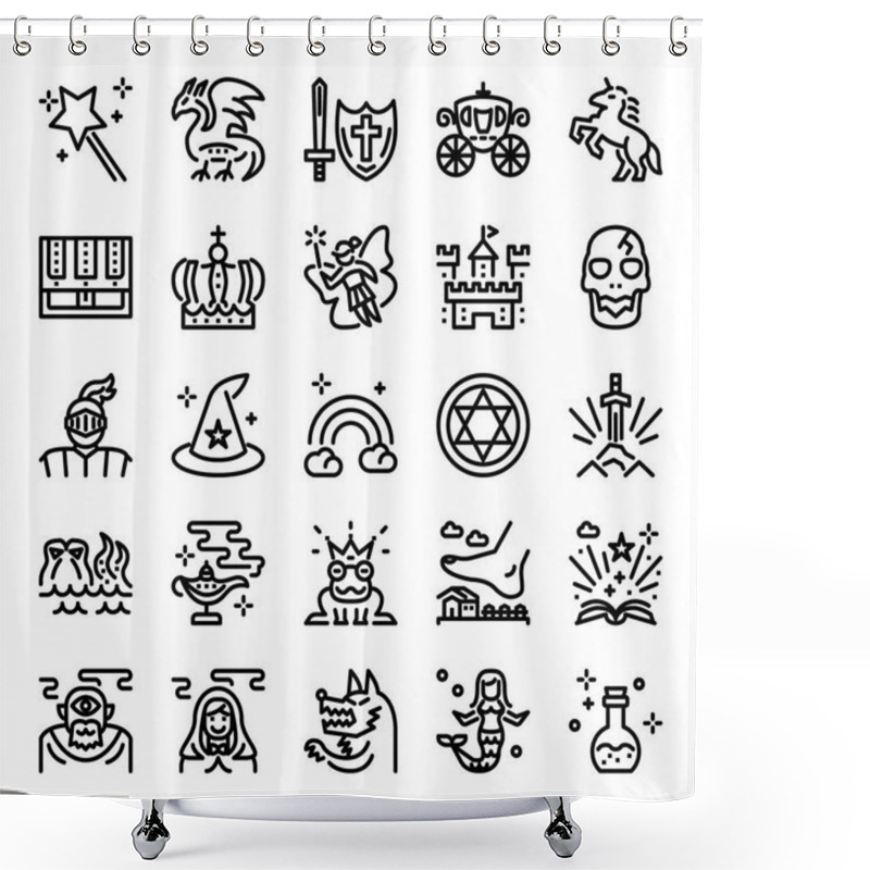 Personality  Fairy Tale Pixel Perfect Icons, Vector Editable Stroke (48x48) Shower Curtains