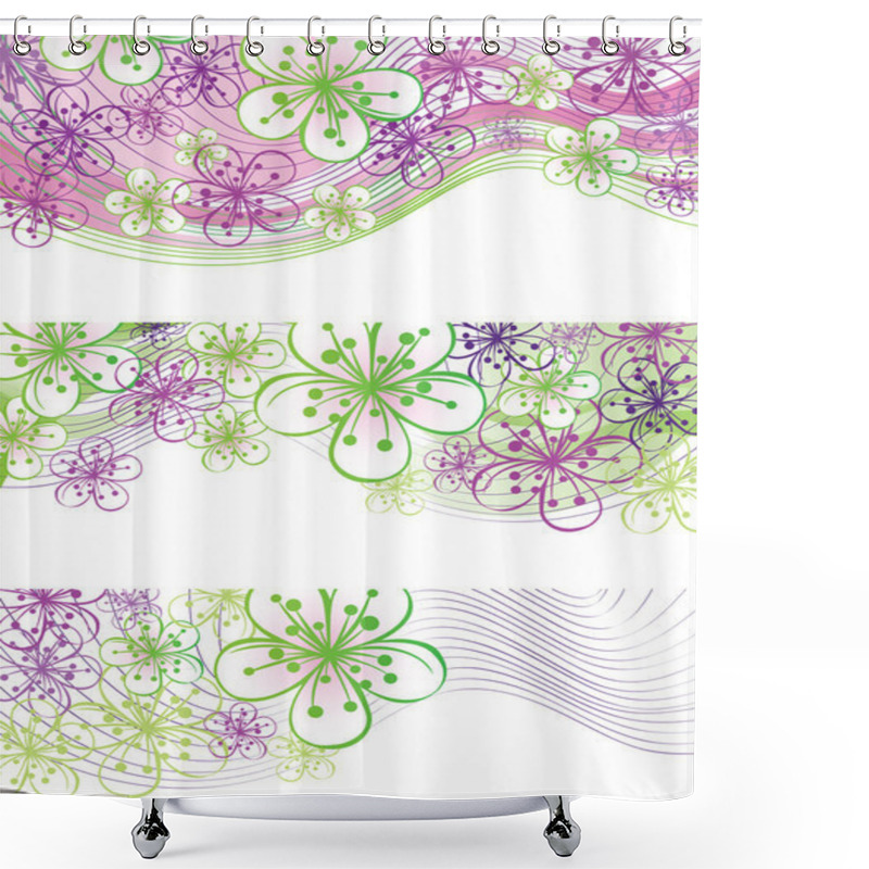 Personality  Spring Flowers And Line Border.Spring Design Element Shower Curtains