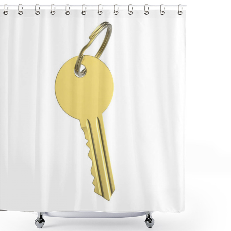 Personality  3D Illustration Gold Key With Keychain  Shower Curtains