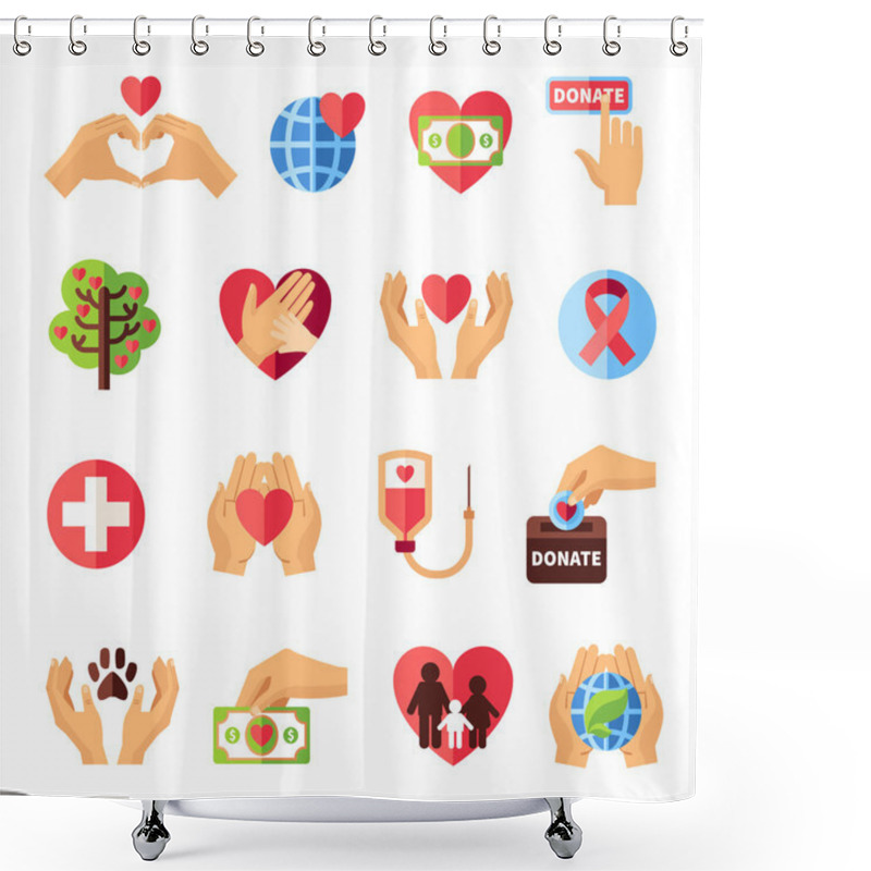 Personality  Charity Icons Set Shower Curtains