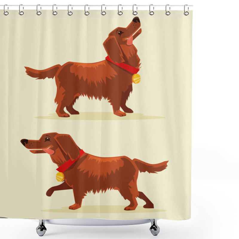 Personality  Happy Champion Dog With Medal. Vector Flat Cartoon Character Illustration Shower Curtains