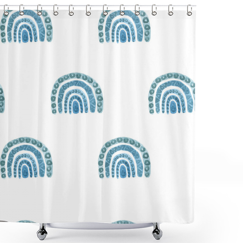 Personality  Seamless Boho Pattern Rainbow, Kids Design On A White Background Abstract Watercolor Illustration Shower Curtains