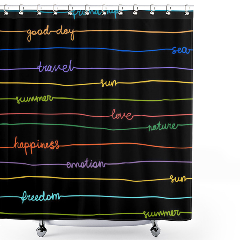 Personality  Seamless Hand Write Stripe Pattern With Words Shower Curtains