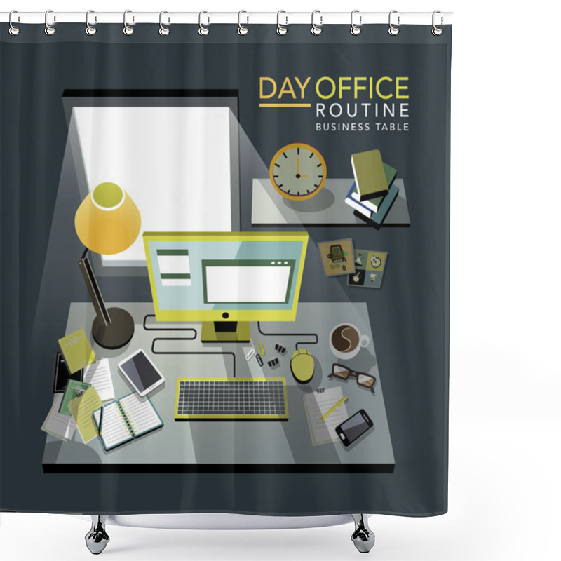 Personality  Flat 3d Isometric Office Routine Illustration  Shower Curtains