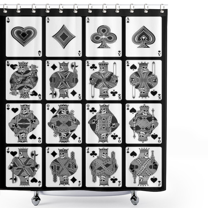 Personality  Skull Playing Cards Set In Black And White Shower Curtains