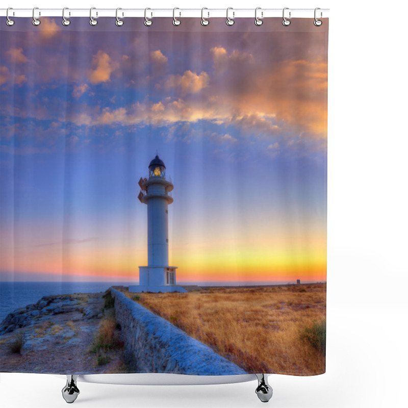 Personality  Formentera Sunset In Barbaria Cape Lighthouse Shower Curtains