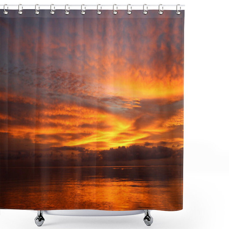 Personality  Sunset Sky And Lake Shower Curtains