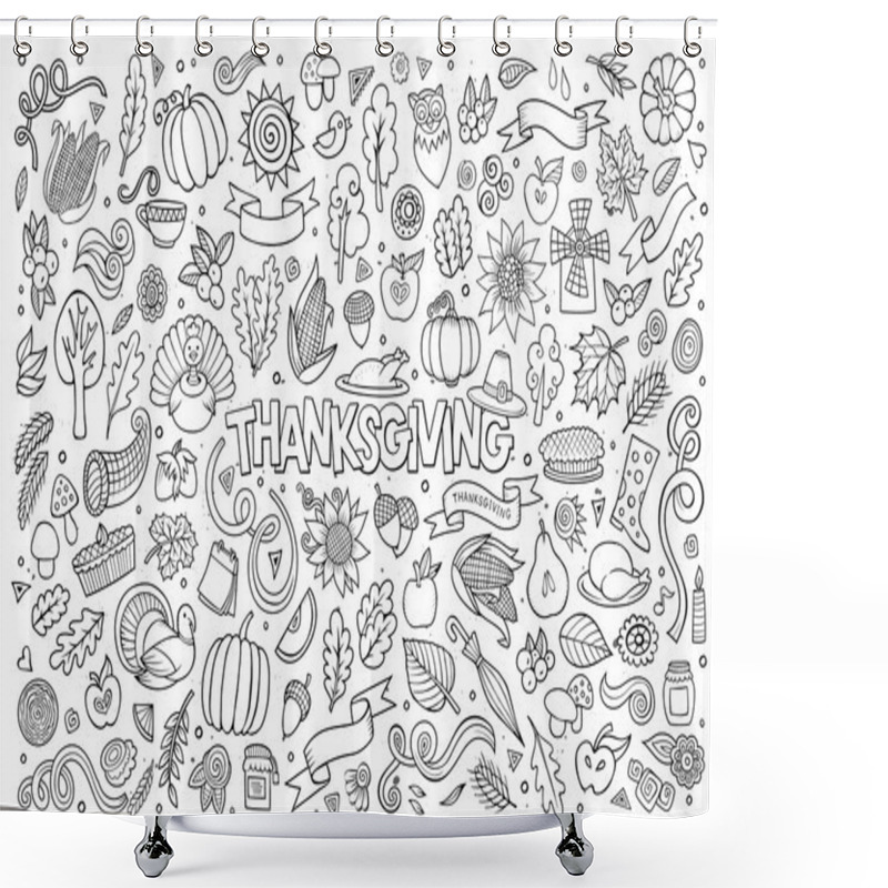 Personality  Sketchy Vector Hand Drawn Doodle Cartoon Set Of Objects  Shower Curtains