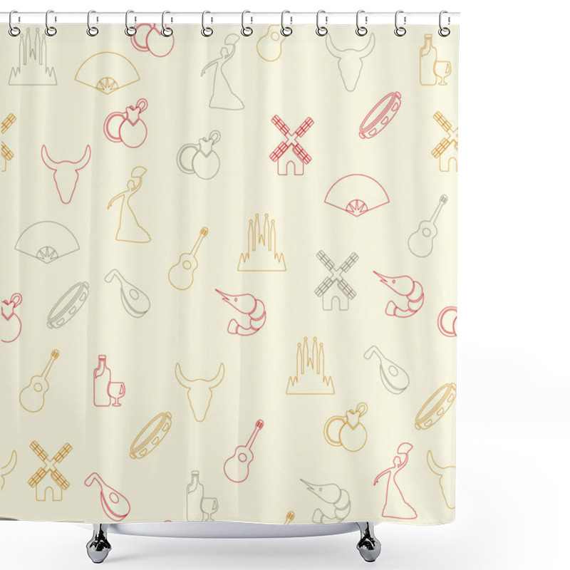 Personality  Spain Seamless Pattern Shower Curtains