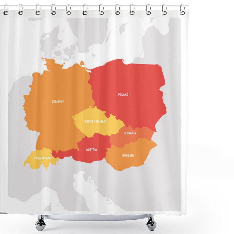 Personality  Central Europe Region. Map Of Countries In Central Part Of Europe. Vector Illustration Shower Curtains