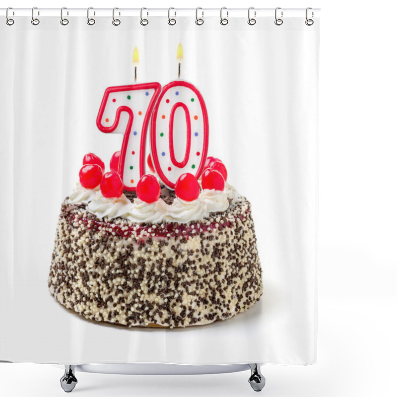 Personality  Birthday Cake With Burning Candle Number Shower Curtains