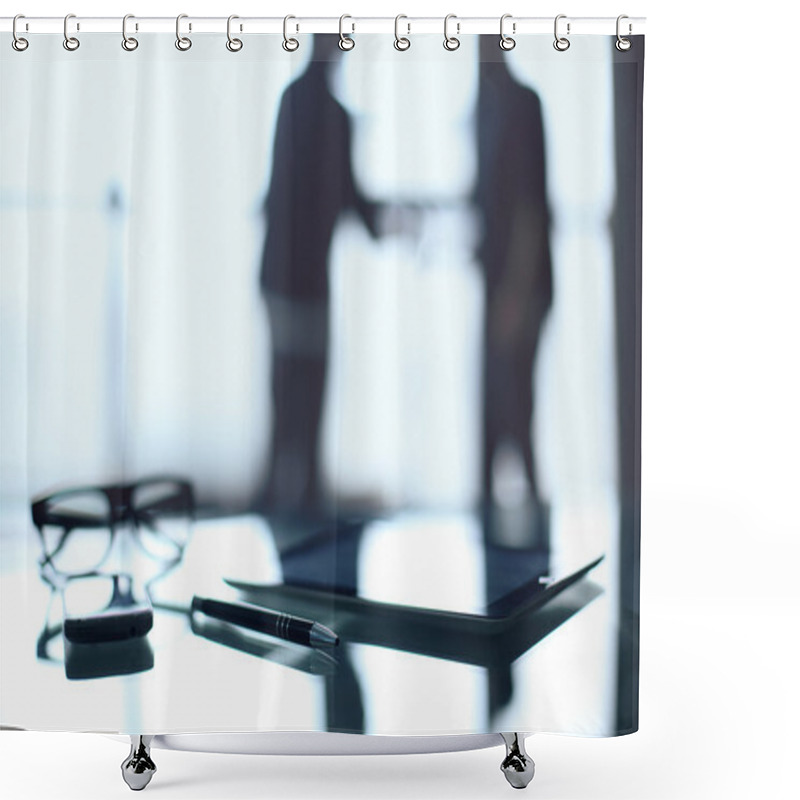 Personality  Mysterious Business, Business Meeting Shower Curtains