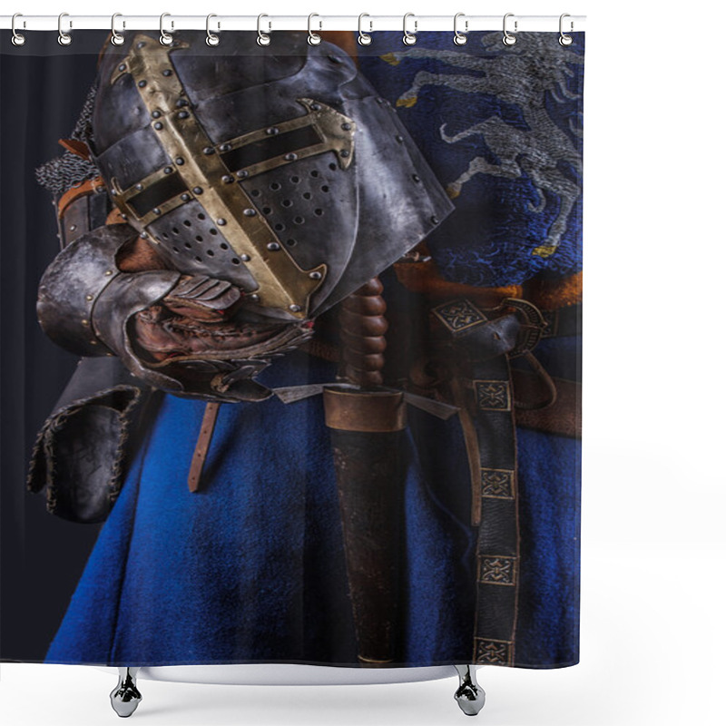 Personality  A Knight With A Sword And Helmet Shower Curtains