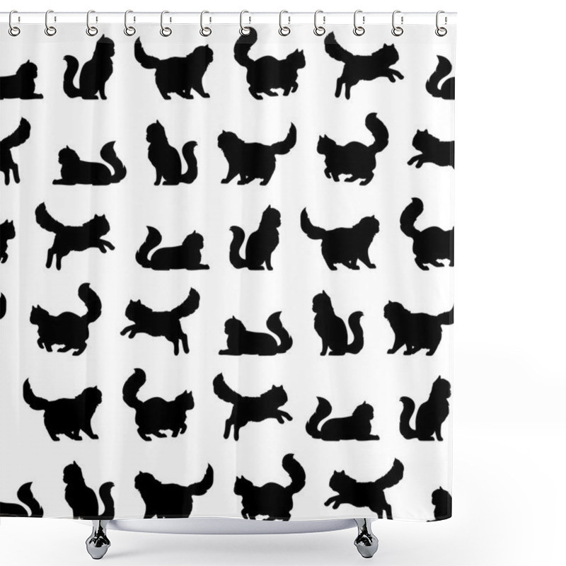 Personality  Vector Cat Seamless Pattern. Shower Curtains