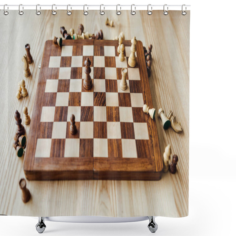 Personality  Old Wooden Chess Board  Shower Curtains