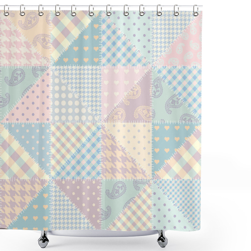 Personality  Patchwork Textile Pattern. Seamless Quilting Design Background. Shower Curtains