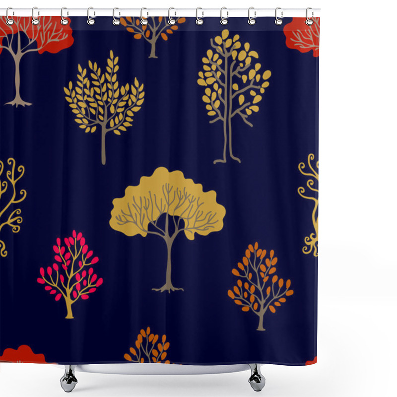 Personality  Golden Autumn Forest. Shower Curtains