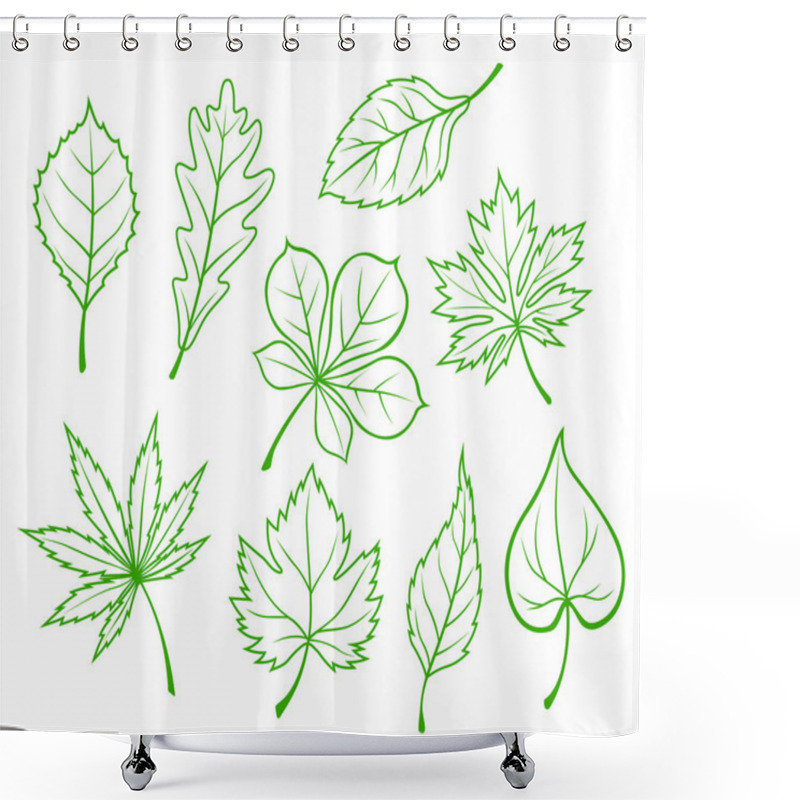 Personality  Green Leaves Silhouettes Shower Curtains