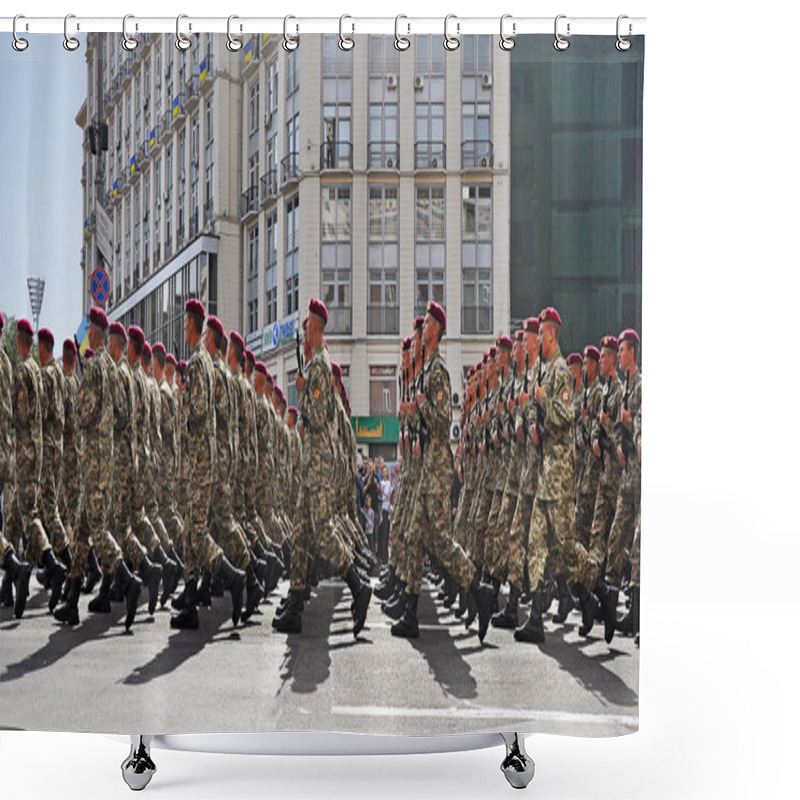 Personality  Kyiv, Ukraine - August 24, 2014: Military Men Marching During The Parade Of The Independence Day Of Ukraine On The Main Square Of Kiev - Independence Square Shower Curtains