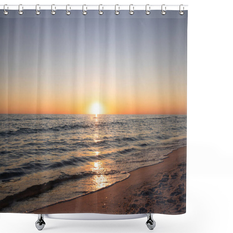 Personality  Blue And Orange Sunset Over The Gulf Of Mexico Shower Curtains