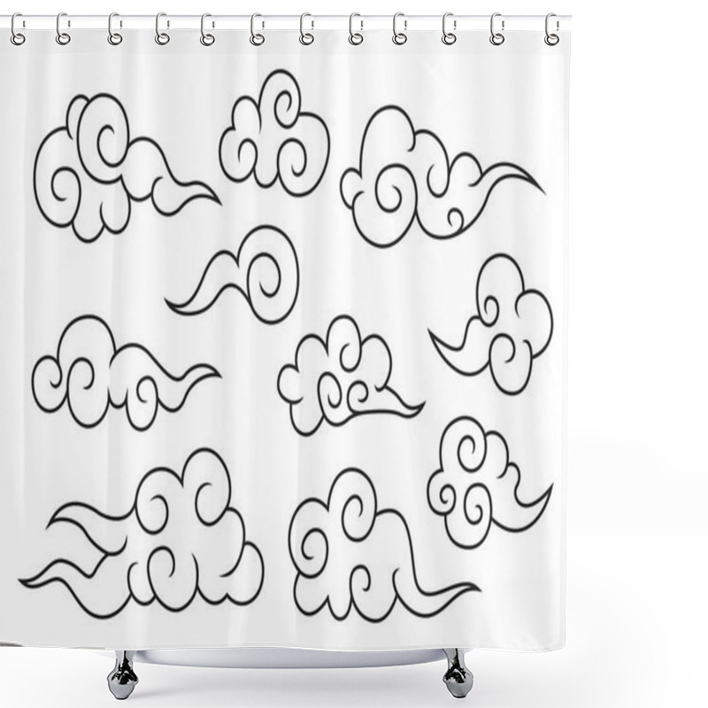 Personality  Collection Of Symbol Chinese Cloud Symbols Shower Curtains