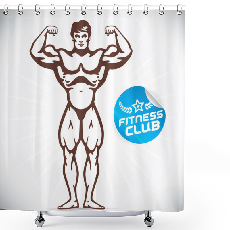 Personality  Attractive Bodybuilder Illustration Shower Curtains