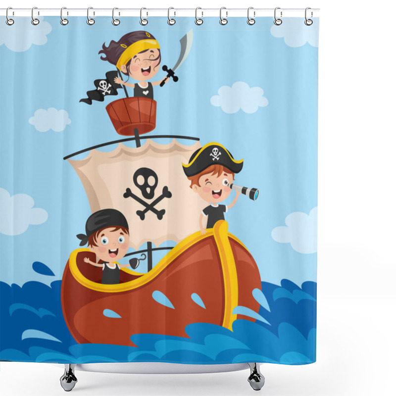 Personality  Cute Little Pirate Children Posing Shower Curtains