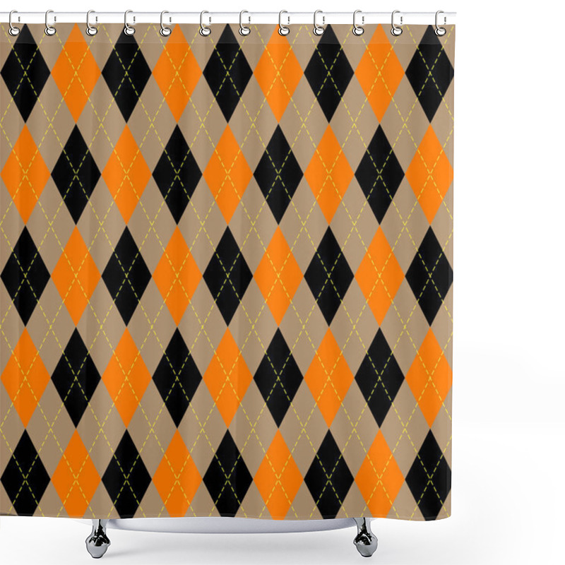 Personality  Halloween Argyle Plaid. Scottish Cage Background Shower Curtains