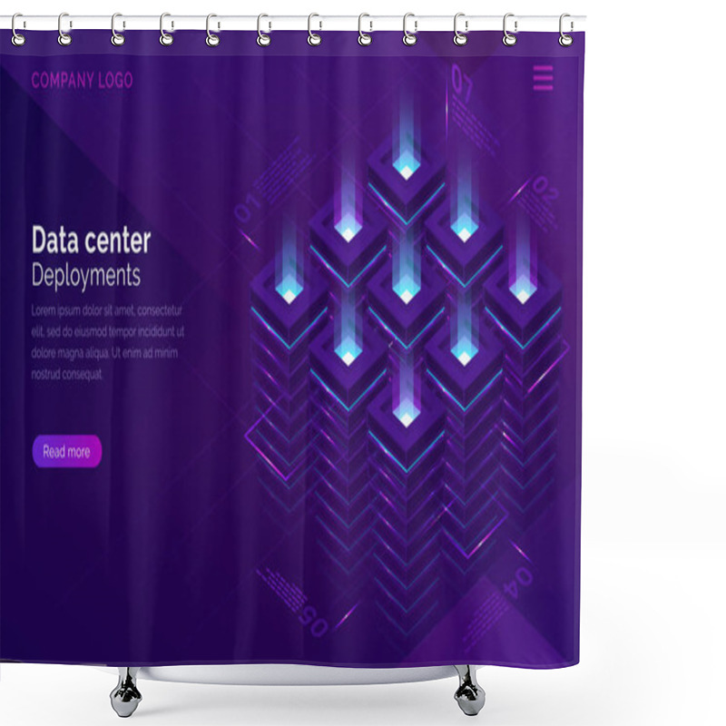 Personality  Date Center Isometric Concept, Server Room Shower Curtains