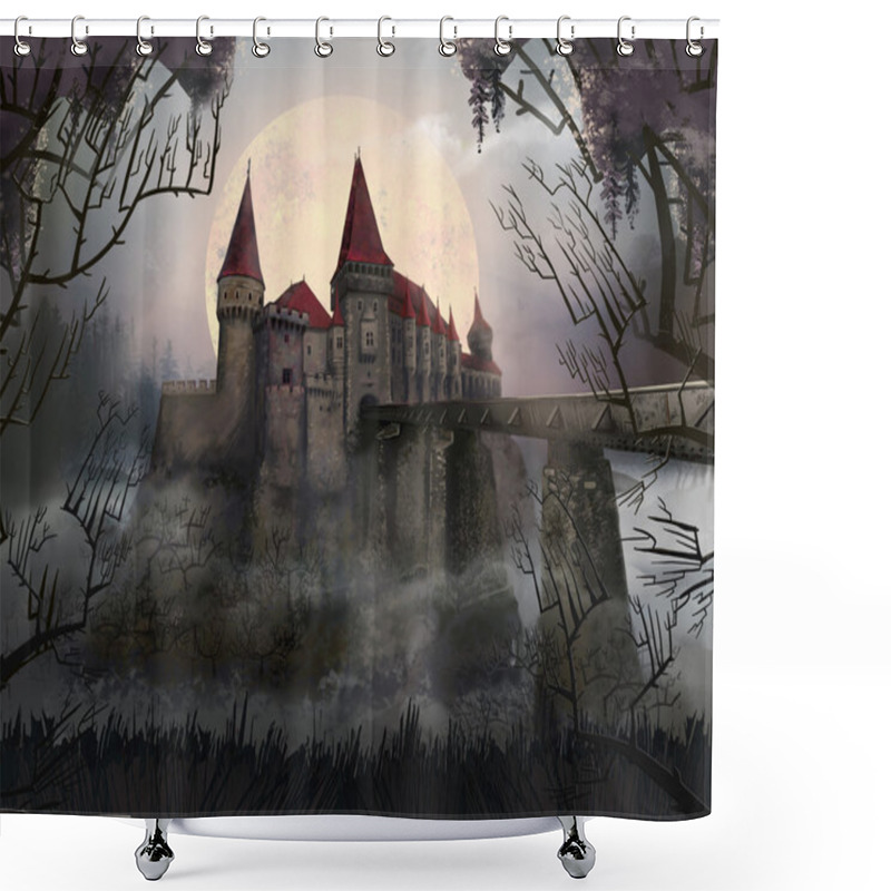 Personality  Castle. Thickets. Romania. Horror Shower Curtains