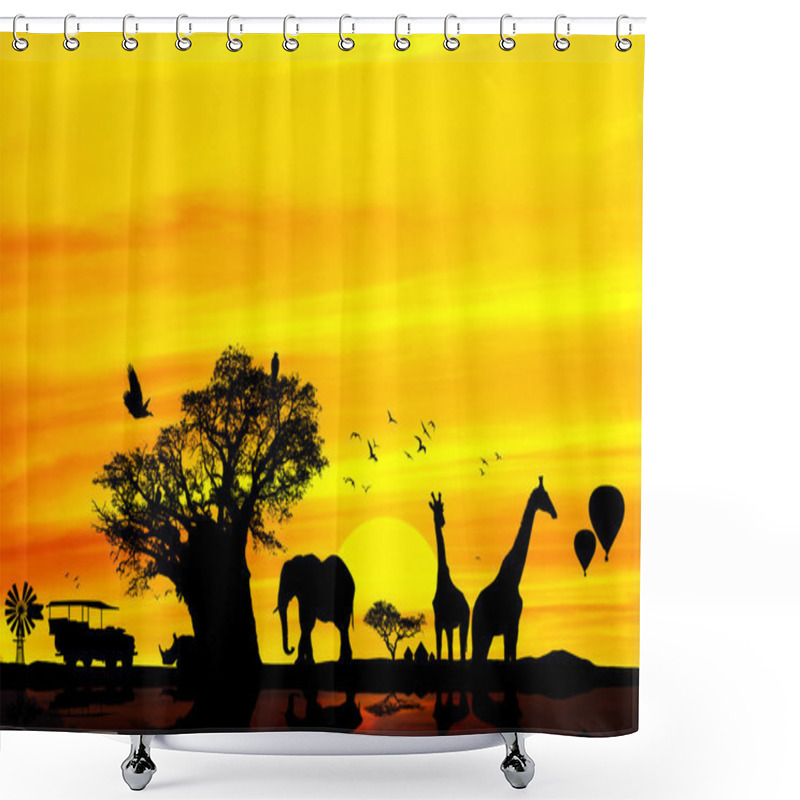 Personality  Conceptual African Safari Backround. Shower Curtains