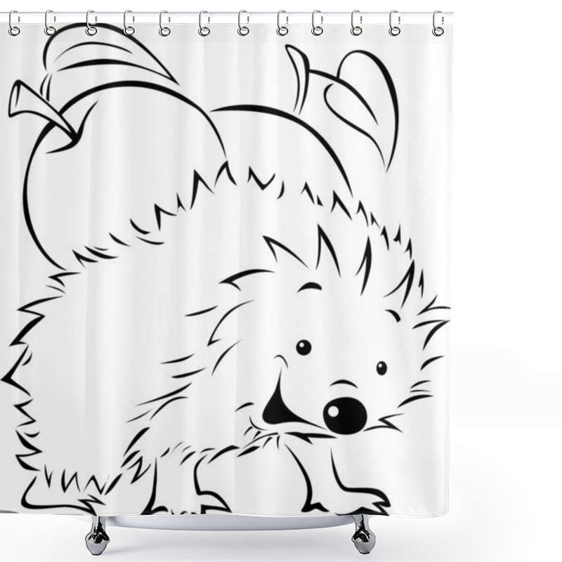 Personality  Hedgehog Carries On His Back An Apple Shower Curtains