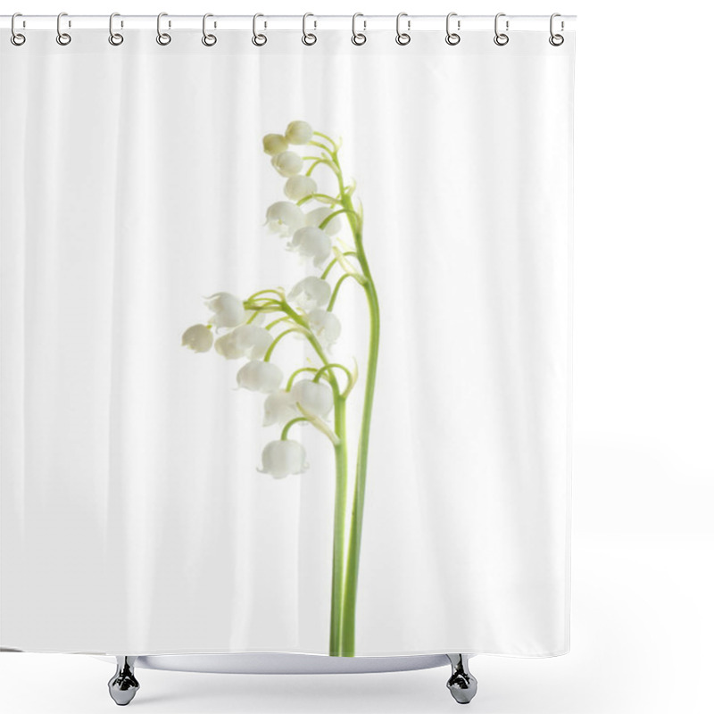 Personality  Beautiful Fragrant Lily Of The Valley Flowers On White Background Shower Curtains