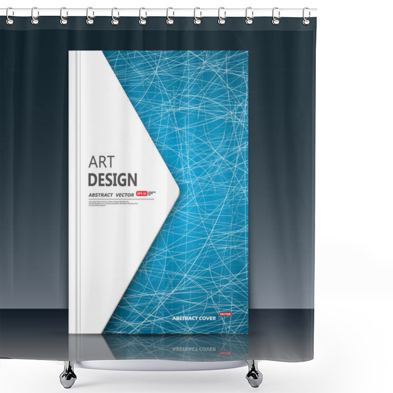 Personality  Abstract Composition. Blue Curve Lines Font Texture. White Triangle Section Trademark Construction. A4 Brochure Title Sheet. Creative Figure Logo Icon. Commercial Offer Banner Form. Ad Flyer Fiber Shower Curtains